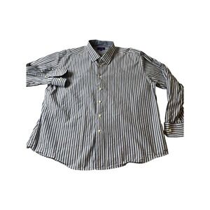 Tallia Mens XXL Blue Grey Striped Cotton Long Sleeve Button Down Shirt